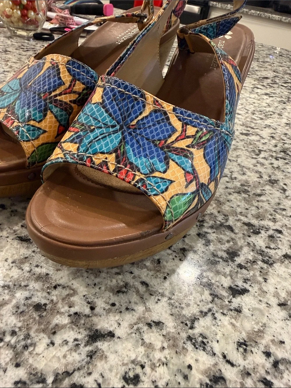 Naturalizer Multicolor Floral Slingback Wedge Sandals